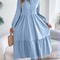 Spring and Autumn Casual Vacation Long Sleeved Turn-down Collar Single-Breasted Dress for Women