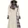 Plaid Print Knitted Hooded Dress, Fake Buckle High Waist, Long Sleeve A-line Dress
