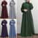 Spring Casual Loose Waist Retro Muslim Abaya Long Robe Big Swing Style Cotton Solid Color Patchwork Dress