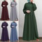 Spring Casual Loose Waist Retro Muslim Abaya Long Robe Big Swing Style Cotton Solid Color Patchwork Dress