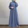 Spring Casual Loose Waist Retro Muslim Abaya Long Robe Big Swing Style Cotton Solid Color Patchwork Dress