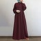 Spring Casual Loose Waist Retro Muslim Abaya Long Robe Big Swing Style Cotton Solid Color Patchwork Dress