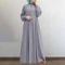 Spring Casual Loose Waist Retro Muslim Abaya Long Robe Big Swing Style Cotton Solid Color Patchwork Dress