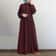 Spring Casual Loose Waist Retro Muslim Abaya Long Robe Big Swing Style Cotton Solid Color Patchwork Dress