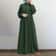 Spring Casual Loose Waist Retro Muslim Abaya Long Robe Big Swing Style Cotton Solid Color Patchwork Dress