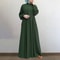 Spring Casual Loose Waist Retro Muslim Abaya Long Robe Big Swing Style Cotton Solid Color Patchwork Dress