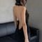 Sisterlinda Backless Stretch Skinny Dress Autumn Sexy Women Halter Peach Bodycon Street Trendy 1