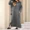 Winter Warm Midi Robe Hooded Long Sweatshirt Dress Casual Vestidos