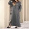 Winter Warm Midi Robe Hooded Long Sweatshirt Dress Casual Vestidos