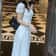 Summer Elegant Korean Chic White Midi Dress, Women French Hollow Out Sexy Kawaii, Vestidos Fiesta Fashion Short Sleeves