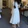 Summer Elegant Korean Chic White Midi Dress, Women French Hollow Out Sexy Kawaii, Vestidos Fiesta Fashion Short Sleeves