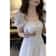 Summer Elegant Korean Chic White Midi Dress, Women French Hollow Out Sexy Kawaii, Vestidos Fiesta Fashion Short Sleeves