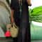 Womens Dress Plus Size Casual Loose VNeck Solid Long Pleated Spring Summer Dress 3