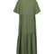 Womens Dress Plus Size Casual Loose VNeck Solid Long Pleated Spring Summer Dress 1