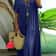 Womens Dress Plus Size Casual Loose VNeck Solid Long Pleated Spring Summer Dress 6