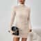 Women Dresses Elegant Party Autumn Winter Mini Dresses Sexy Sheath Turtleneck Long Sleeves Knitted 0