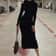 Fashion Turtleneck Long Sleeves Black Sexy Bodycon Maxi Prom Dress, Fall Casual Clothes, Streetwear Party Festival