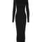 Fashion Turtleneck Long Sleeves Black Sexy Bodycon Maxi Prom Dress, Fall Casual Clothes, Streetwear Party Festival