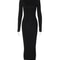 Fashion Turtleneck Long Sleeves Black Sexy Bodycon Maxi Prom Dress, Fall Casual Clothes, Streetwear Party Festival