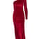 Women Velvet Bodycon Midi Dress, Elegant Long Sleeve Party Dress with Split Pencil Design for Spring and Autumn