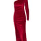 Women Velvet Bodycon Midi Dress, Elegant Long Sleeve Party Dress with Split Pencil Design for Spring and Autumn