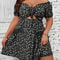 Elegant Floral Print Plus Size Summer Dress, Casual Vacation Off the Shoulder Strapless Dress for Women