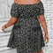 Elegant Floral Print Plus Size Summer Dress, Casual Vacation Off the Shoulder Strapless Dress for Women