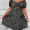 Elegant Floral Print Plus Size Summer Dress, Casual Vacation Off the Shoulder Strapless Dress for Women