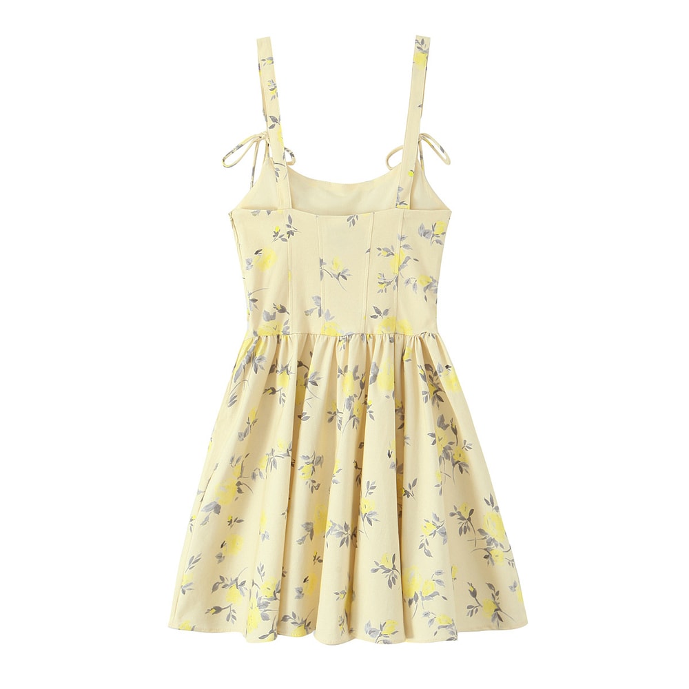 Slim Fit Summer Dress, Women's Elegant Floral Poplin Dress, Hot Girl Style Temperament Strap Short Dress