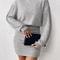 Womens Autumn Winter Fashion, High Neck Knitted Sweater Dress, Casual Solid Loose Long Sleeve, Warm Mid Length Dresses