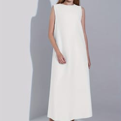 women dress casual vest loose draped straight skirt round neck