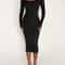 Stretch Winter Dresses Womens Long Sleeve UNeck Bodycon Midi Jumper Dress 1
