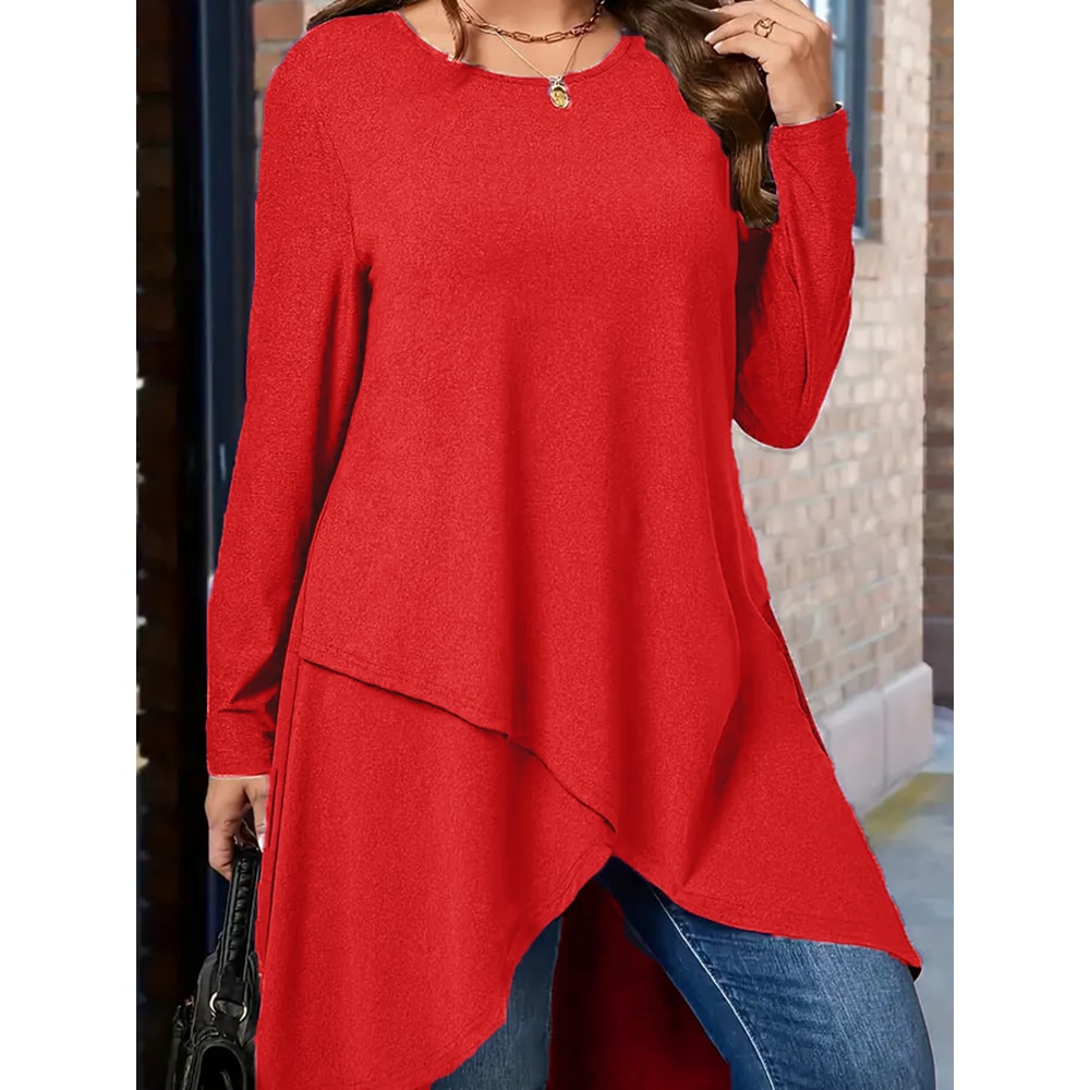 Autumn and Winter New Plus Size Women's Clothing, Daily Casual Loose Long Sleeved Dresses