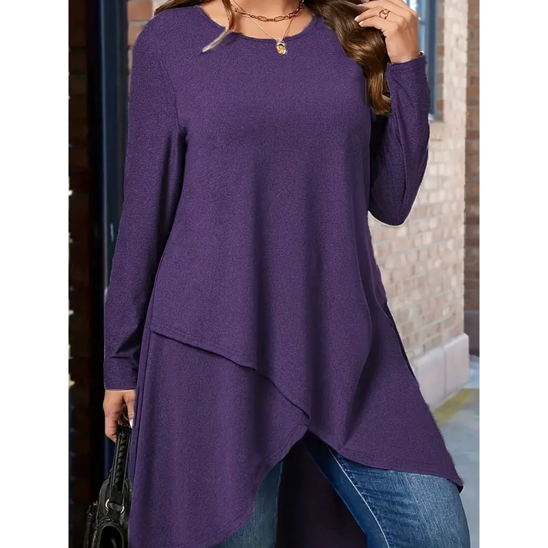 Autumn and Winter New Plus Size Women's Clothing, Daily Casual Loose Long Sleeved Dresses