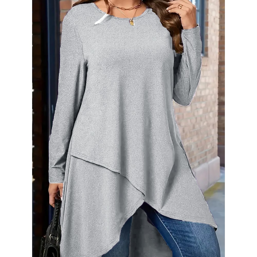 Autumn and Winter New Plus Size Women's Clothing, Daily Casual Loose Long Sleeved Dresses