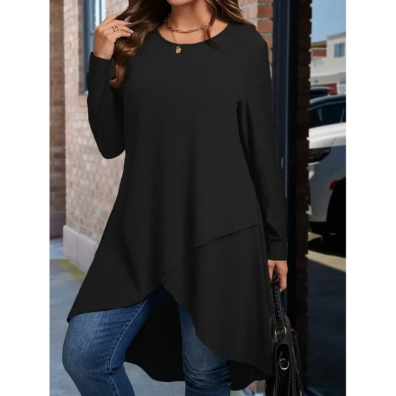 Autumn and Winter New Plus Size Women's Clothing, Daily Casual Loose Long Sleeved Dresses