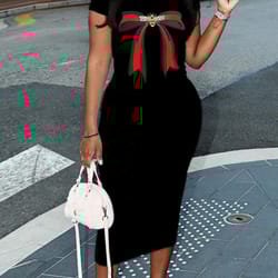 women's sexy dress, summer heart-shaped print short sleeved, casual round neck pullover dress, solid color