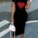 Womens Sexy Dress Summer HeartShaped Print Short Sleeved Casual Round Neck Pullover Dress Solid Col 5
