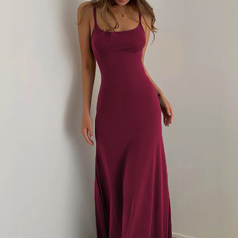 Waist Cinched High Skirt Mid Length Vest Solid Color Long Skirt Jumpsuit European And American Styl 1