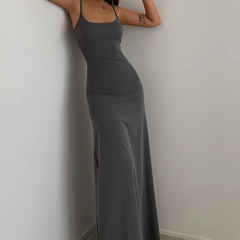 Waist Cinched High Skirt Mid Length Vest Solid Color Long Skirt Jumpsuit European And American Styl 2