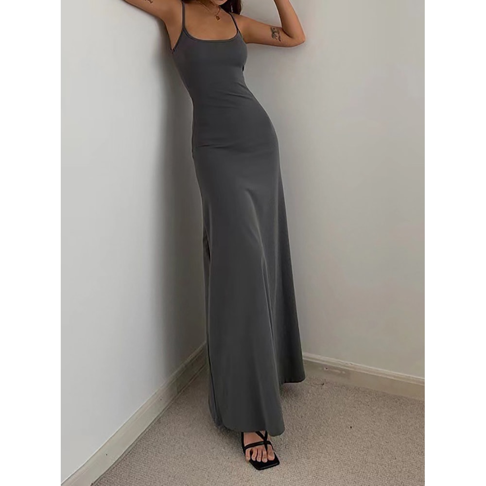 Waist Cinched High Skirt Mid Length Vest Solid Color Long Skirt Jumpsuit European And American Styl 7