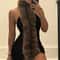 Nibber Backless Dress Women Fluff Patchwork Off Shoulder Halter Turtleneck Peach Bodycon Skinny Hig 5