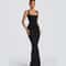 Elegant High Neck Sleeveless Maxi Dress For Women Slim Fit Long Robe 5