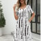 Elegant Printed Summer Dress for Women with Zipper Round Neck Short Sleeve