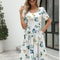 Elegant Printed Summer Dress for Women with Zipper Round Neck Short Sleeve