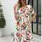 Elegant Printed Summer Dress for Women with Zipper Round Neck Short Sleeve