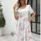 Elegant Printed Summer Dress for Women with Zipper Round Neck Short Sleeve