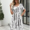 Elegant Printed Summer Dress for Women with Zipper Round Neck Short Sleeve