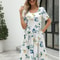 Elegant Printed Summer Dress for Women with Zipper Round Neck Short Sleeve