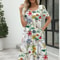 Elegant Printed Summer Dress for Women with Zipper Round Neck Short Sleeve